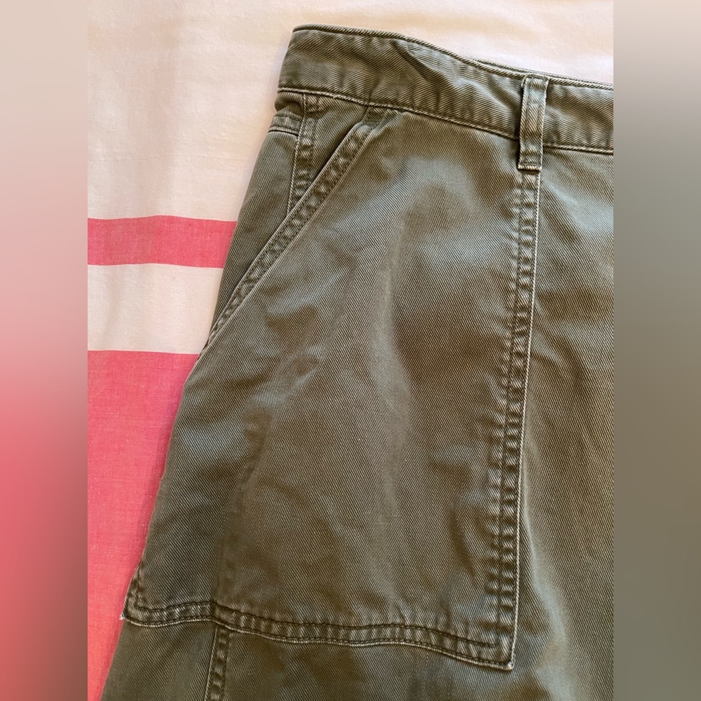 GAP Women’s Mid Rise Twill Barrel Pants 16 Petite Olive Green - Picture 5 of 11